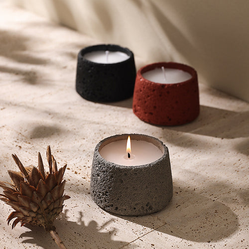 Cast cement candle vessel in nine matte colours, sold empty